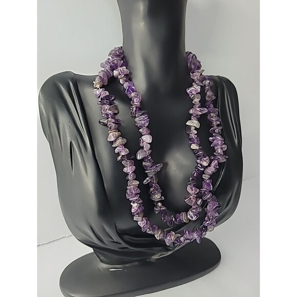 Vintage Premier Designs Purple Stone Chips Beaded Necklace Flapper Opera Jewelry - Picture 8 of 15